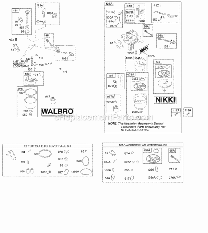 Carburetor Kit - Carburetor Overhaul Diagram and Parts List for 31P777-0348-E1  Briggs and Stratton Engine